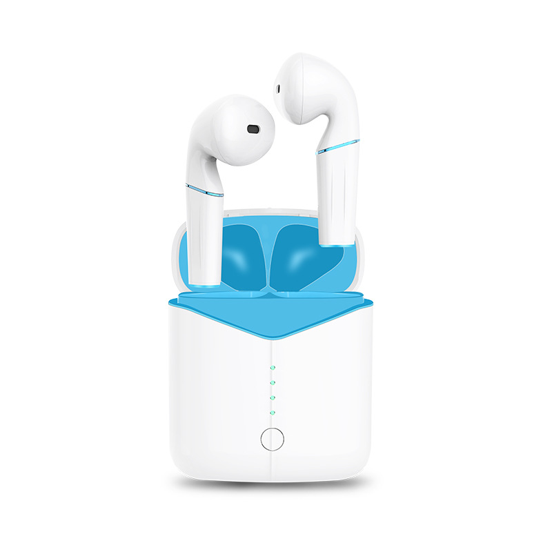 True Wireless Touch Earbuds Headset Wireless Charging Case & Auto Connect (White Blue)